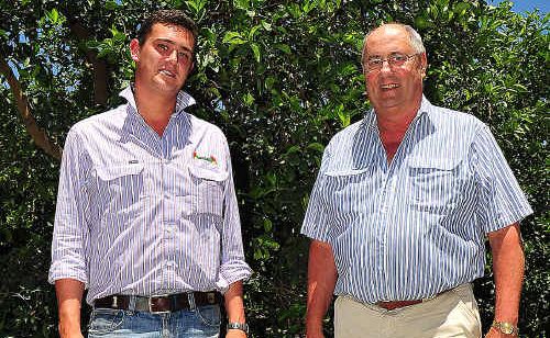 Greg Parr and his father Kevin showed about 150 people around their orchard in Gayndah. Greg Parr and his father Kevin showed about 150 people around their orchard in Gayndah.